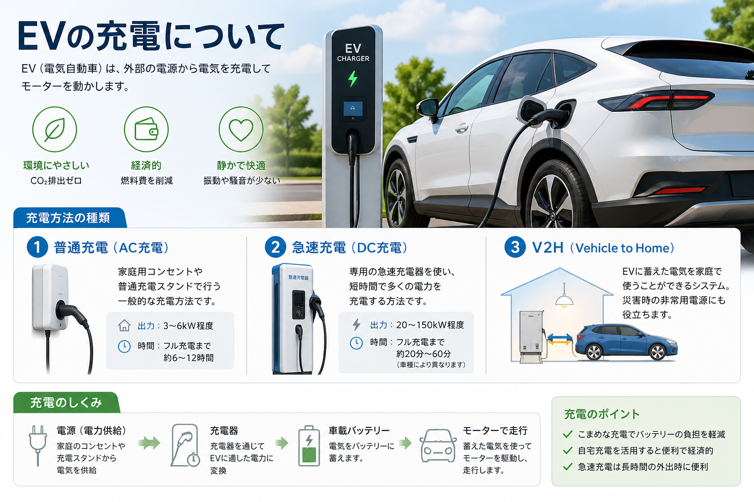 EVの充電方法・普通充電と急速充電の違い
