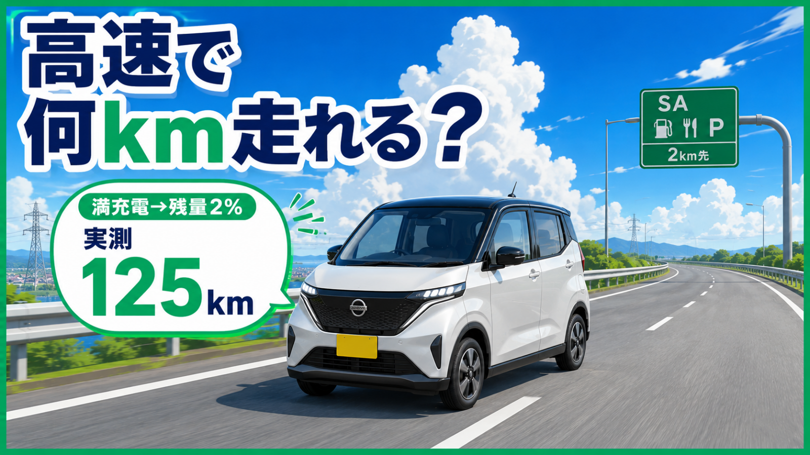 日産サクラは高速道路で何km走れる？満充電から125km・残量2%まで使い切った実測記録